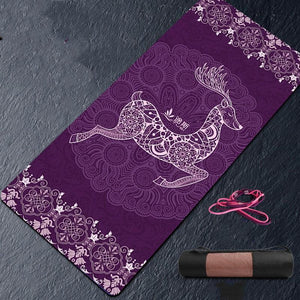 Tapis De Yoga Epais en Mousse mauve et Sangle 8 mm