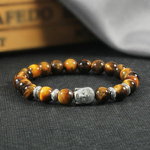 Bracelet Pierre de Lave Zen Bouddha en marron
