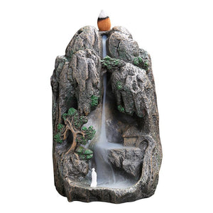 porte encens designe en ceramique en forme de montagne cascade de fumée