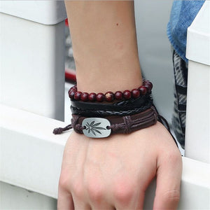 Set 3 Bracelets Bouddha Zen - Cuir - Hommes/Femmes