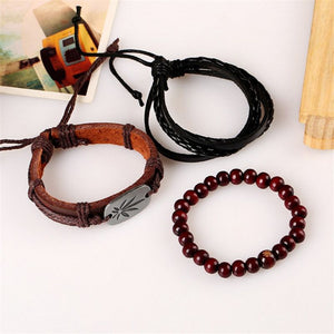 Set 3 Bracelets Bouddha Zen - Cuir - Hommes/Femmes