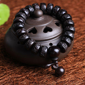 Bracelet Mala en Bois de Pêcher Om