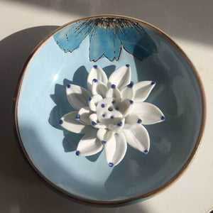 Porte encens Fleur de Lotus en bleu
