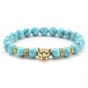 Bracelet Tête de Lion or turquoise