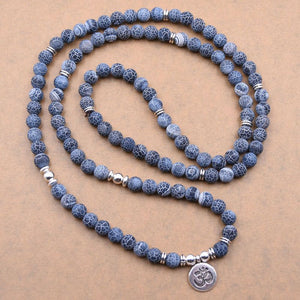 Bracelet Mala en Pierres bleues - Pendentifs OM