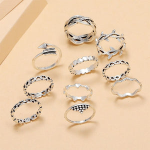 Lot de 10 Bagues Zen - Bague Bohème pour Femme