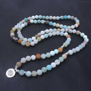 Bracelet Pierre Naturelles Amazonite - Pendentif Lotus