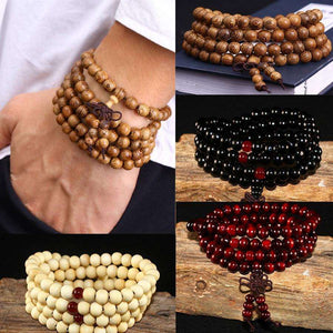 Bracelet Mala Tibétain en Bois de Santal Naturel - 5 Couleurs
