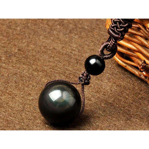 Collier Pendentif Zen en Obsidienne Noire - Porte-Bonheur