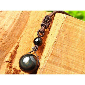 Collier Pendentif en Obsidienne Noire