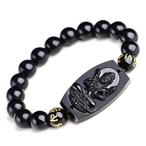 Bracelet Bouddha en Obsidinne Noire - AMULETTE DE BOUDDHA