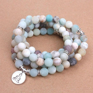 Bracelet Mala en Pierre Naturelles Amazonite - Pendentif Bouddha