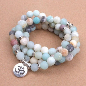 Bracelet Mala en Pierre Naturelles Amazonite - Pendentif OM