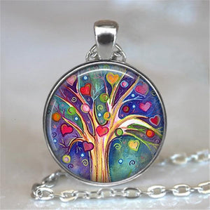Collier Arbre de Vie Cœurs Multicolores