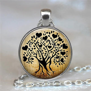 pendentif collier arbre de vie en noir et marron