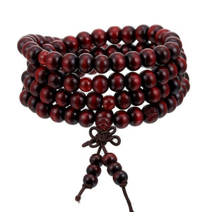 Mala Boudhiste De Medtitation - Bois De Santal Rouge -bijoux zen