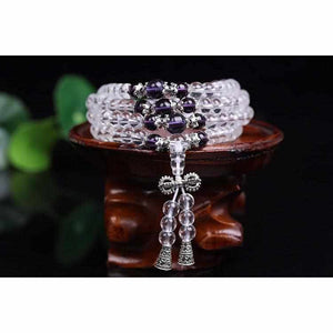 Mala Tibétain en Cristal Blanc- Collier Méditation -Sagesse & Sérénité-bracelet mala-2-Top Zen-bijoux zen