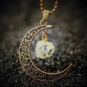 Collier croissant de lune Pierres Naturelles or