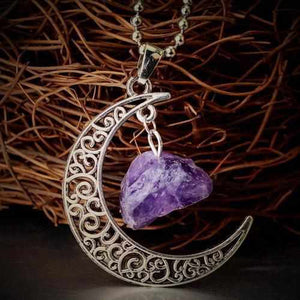 Pendentif "Croissant de Lune" et Améthyste argent