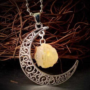 Pendentif Croissant de Lune Pierres Naturelles argent