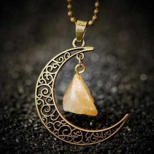 Pendentif "Croissant de Lune" et Citrine or