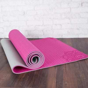 Tapis De Yoga TPE Antidérapant 6mm- Mandala Om - rose
