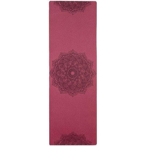 Tapis de yoga TPE 6mm antidérapant + Sangle - bordeaux