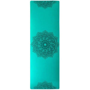 Tapis de yoga Chakras TPE 6mm antidérapant - turquoise 