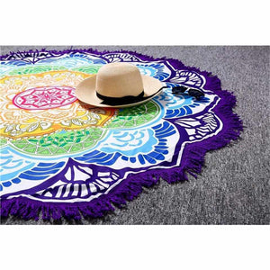 Serviette de Plage Ronde - Lotus et Mandala Disponible en 6 Modèles