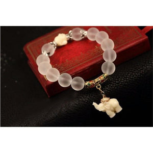 Bracelet Zen en Cristal Eléphant "argent antique"- bracelet zen