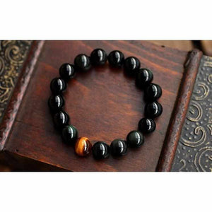 Bracelet Zen en Onyx Noir & OEil de Tigre - Bracelet de Guérison Chakras