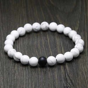 Bracelet Zen Pierres Onyx Blanc