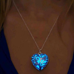 Collier Pendentif Coeur Lumineux - blue 