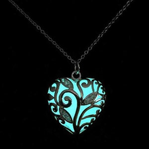 Collier Pendentif Coeur Lumineux - BLEU CLAIR