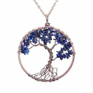 Collier Vintage Arbre en Bleu crystal