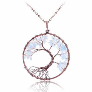 Collier Vintage Arbre de Vie en Pierre Naturelle Opale