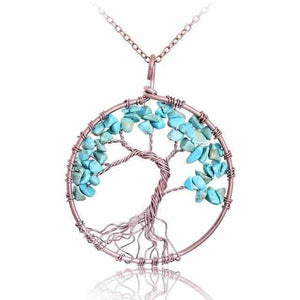 Collier Vintage Arbre de Vie 7 Chakras - Turquoise