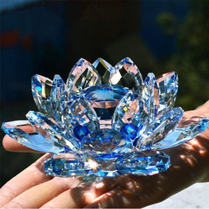 Fleur de Lotus en Cristal - bleu