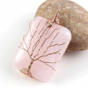 Pendentif Pierre Naturelle Améthyste & Arbre de Vie - Bijou zen-pendentifs pierres naturelles arbre de vie-2-Rose Quartz-Top Zen-bijoux zen