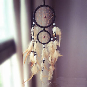 Attrape Rêves en Plumes de Décoration Vintage - noir