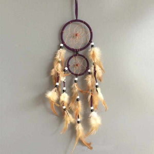 Attrape Rêves en Plumes de Décoration Vintage - prune