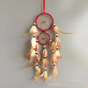 Attrape Rêves en Plumes de Décoration Vintage - rouge