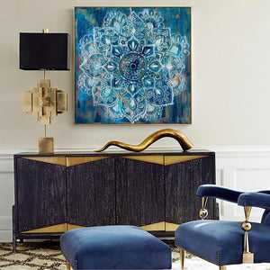 Toile Zen Mandala Disponible en blue