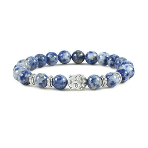 Bracelet Pierre de Lave Zen Bouddha en bleu