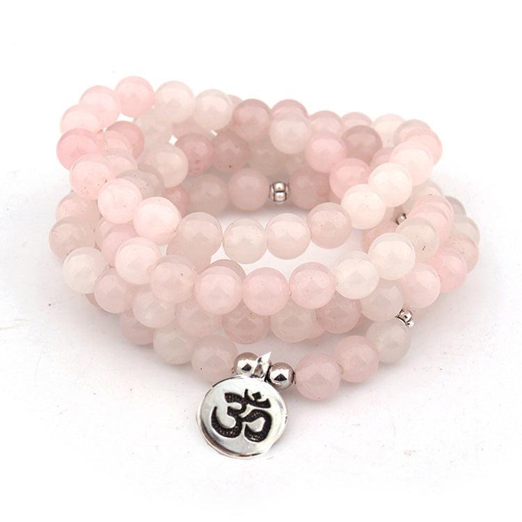 bracelet quartz rose bracelet mala om