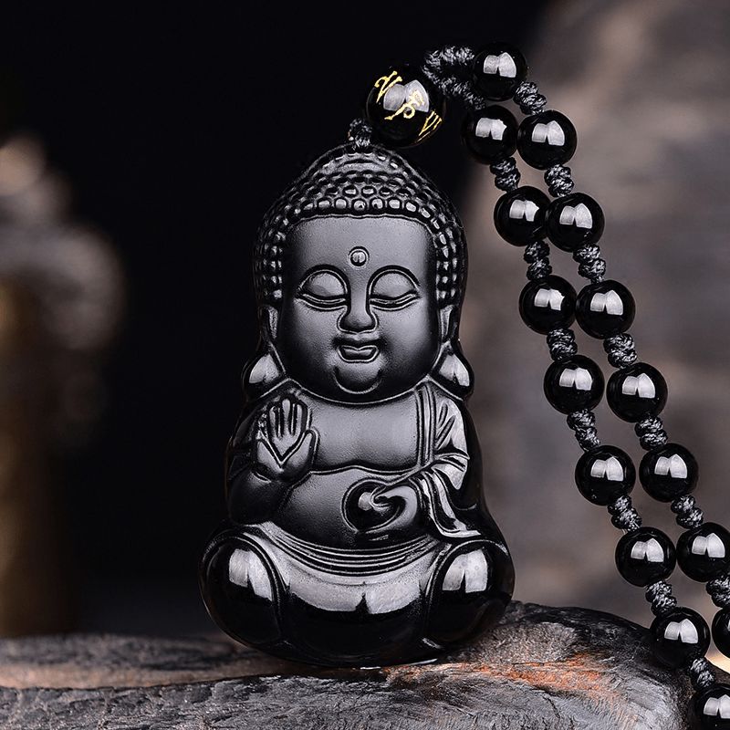 Amulette Bouddha Obsidienne Noire - Porte-Bonheur