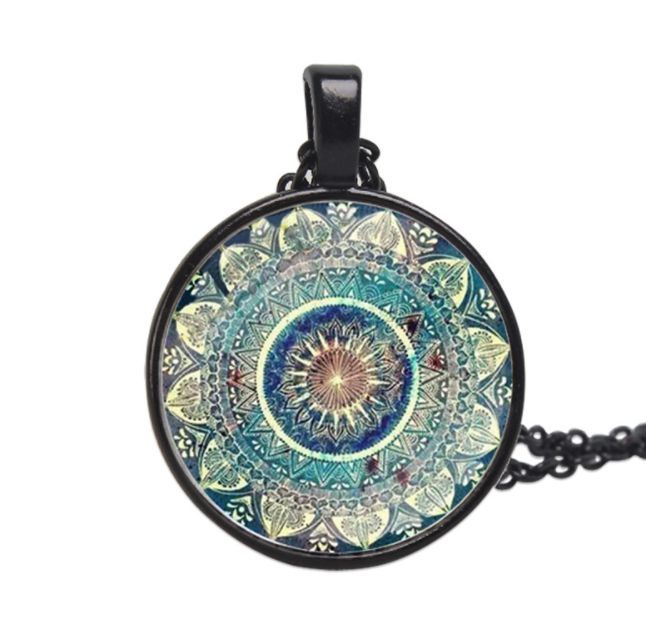 Collier Pendentif Mandala - noir