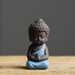 Statuette de Bouddha en Céramique bleu