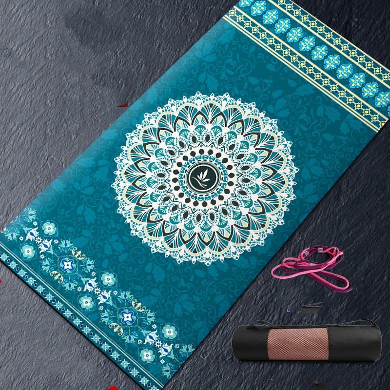 Tapis De Yoga Epais en Mousse vert et Sangle 8 mm