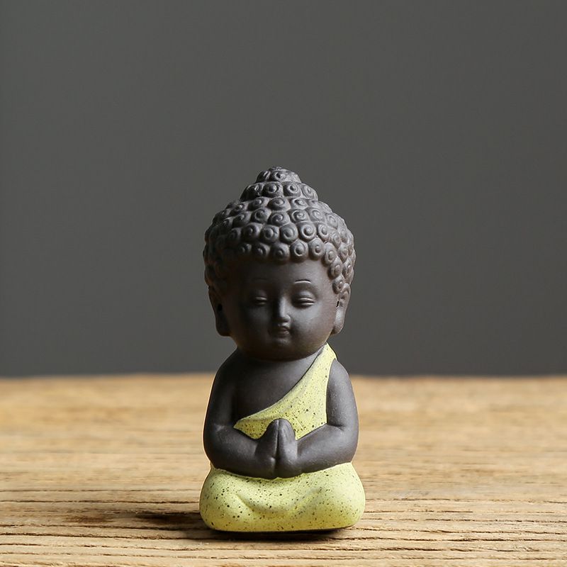 Statuette de Bouddha en Céramique jaune